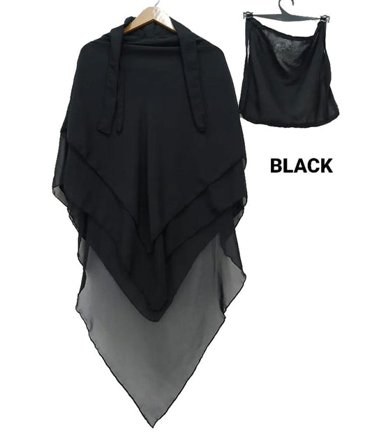 3 Layer Khimar With Niqab black
