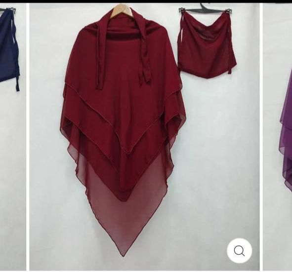 3 Layer Khimar With Niqab mehroon