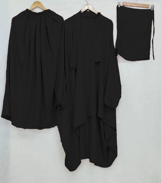 3 PIECE NIQAB JILBAB & SKIRT BLACK