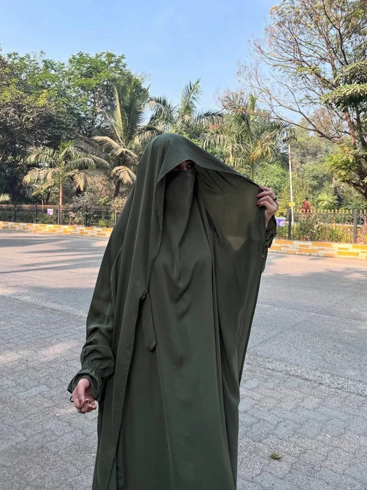 Premium Saudi Jilbab 1 Piece Full Length Olive Green