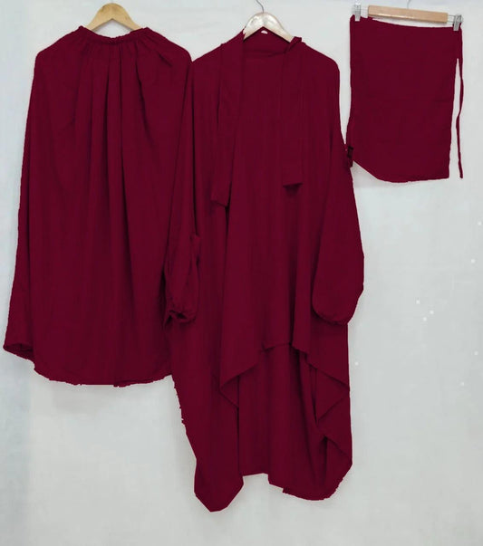 3 PIECE NIQAB JILBAB & SKIRT MAHROON